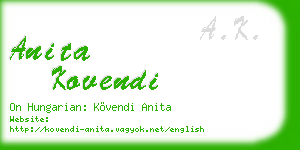 anita kovendi business card