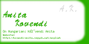 anita kovendi business card